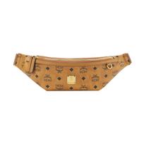 MCM Cognac Visetos Monogram Fanny Pack with Zip Closure & Gold Logo Plate for Daily & Street Style Use Basic Set (Bag+Dust Bag)