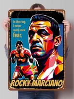 Rocky Marciano Boksininkas Metaliniai Plakatai Vintažinė Interjero Dekoracija Pagal Užsakymą Bokso Metalinės Skardos Iškabos Sienų Meno Dekoravimui Retro Dekoras 20x30cm（7.8x11.8inch）