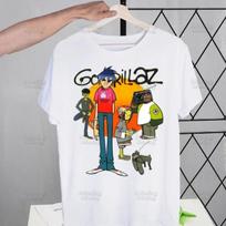 Gorillaz Modernios Muzikos Grupės Animacinis Vyriškas Marškinėlis Mielas Spaudinys Vyriški Mados Marškinėliai Vyrams Laisvalaikio Viršutiniai Drabužiai Trumpomis Rankovėmis S balta