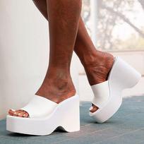 madingi moteriški sandalai Nauji madingi vasariniai batai moterims su kulnu sandalai Elegantiški moteriški batai su kulnu Platforminiai sandalai Pleištai Zapatos Mujer 36 balta