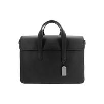 Coach Sullivan Portfolio Brief Refined Pebble Leather Juodas Metalinis Plieno Spalvos Aparatūra Verslo Kelionėms C9875-QBBK Basic Set (Bag+Dust Bag)