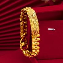 Luxury 24K 9999 Pure Gold Real Gold Dragon Bracelet Men's Large Bracelet auksas