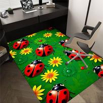 1PC Ladybugs flowers Extra Large Non-Slip Floor carpet, Office, family, bedroom, Studio Large Area Rug,Longlasting Material-J0331 60cm by 90cm
