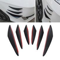 6pcs Universal Black Carbon Fiber Car Styling Accessories Front Bumper Lip Rubber Fin Splitter Spoiler Canard Valence Sticker juoda