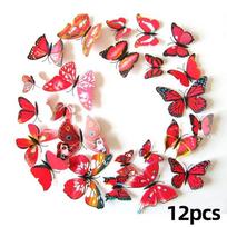 Magnetinis 12 vnt. 3D drugelių sieninis lipdukas Magnetinis PVC drugelių vakarėlio miegamojo šaldytuvo apdaila 12pcs įvairiaspalvis