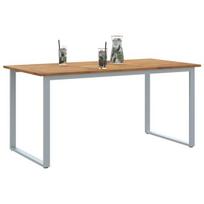 Lauko Valgomojo Stalas Pilkas 160x80x75 cm Plienas ir Kietas Akacijos Medis