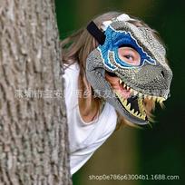 Dinozauras kaukė su judančiu nasru, Juros periodo Tiranzauras rex dinozauras kaukė su judančiu nasru kramtymui, Triceratopsas galvos apdangalas, Velociraptorius Blue movable dinosaur