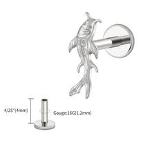 Dešinysis didelis ASTM F136 titano karpio auskaras kremzlės ausiai Mažas traguso smeigtukas Helix Conch Flatback Pirsingas 16G Gyvūno kūno papuošalas