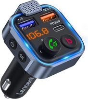 LENCENT FM siųstuvas automobiliui, Bluetooth 5.3 automobilio žiebtuvėlio siųstuvas, Greitas įkroviklis PD 20W Type C+ QC3.0