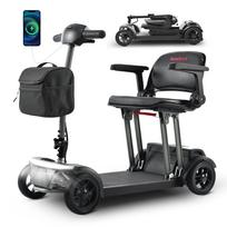 AIR TRAVELLER Black 180W Motor, 20Ah Battery, 8-inch Solid Tires, Foldable Frame, 4-Wheel Portable Electric Scooter 20AH juoda