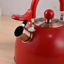 Virdulys švilpukas nerūdijančio plieno virdulys plokščiu dugnu didelės talpos virdulys indukcinė viryklė 2.5l red whistling kettle brown