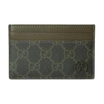 Gucci GG Supreme Card Holder Wallet Olive Green Leather GG Logo Card Case for Men Women Daily Commute 768248-FAFBE-8491 Box(Basic Set+Box)
