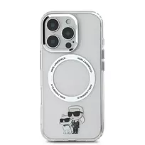 Karl Lagerfeld IML Karl and Choupette MagSafe Case for iPhone 16 Pro, Transparent