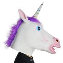 Europos ir Amerikos Helovino vakarėlio Vienaragis Arklienos Galvos Kaukė Daimajun Latekso Gyvūno Kaukė Unicorn（Purple hair）