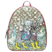 Gucci x Yuko Higuchi GG Supreme Canvas Animal Print Backpack For Unisex Daily Use Shopping Bag Set(Basic Set+Shopping Bag)