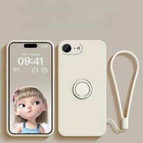 iPhone 16E 16 E Skysto silikono žiedinis stovas Telefonų dėklai iPhone SE 4 2025 SE4 5G Virvelė Magnetiniai Minkšti TPU Dėklai Dangtelis For iPhone 16E smėlis