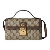 Gucci Ophidia Mini Pečių Krepšys Su Šviesaus Aukso Metalinėmis Detalėmis, Logotipo Spaudiniu Ir Užraktu Moteriškas Pečių Krepšys Smėlio Spalvos Tamsiai Rudas 772314-K9GSG-8367 Printed,Basic Set (Bag+Dust Bag)