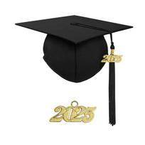 2025 Baigimo kepurė su kutu Bakalauro kepurė su reguliuojamo dydžio elastine juostele Baigimo suknelės aksesuaras Magistro laipsnio baigimo ceremonijos kepurė Adult juoda