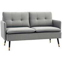 Dvivietė sofa su pagalvėlėmis - minkšta, su porankiais, metalinėmis kojomis, pilka, 139 × 68 × 80 cm