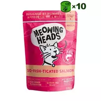 Meowing Heads So Fish Ticated Salmon konservuotas pašaras katėms, vištiena, jautiena, lašiša; 10x100g