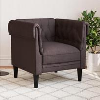 Chesterfield krėslas tamsiai rudos spalvos audinys