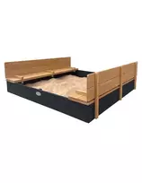 AXI Ella XXL medinė smėlio dėžė 150x150 cm su suoliukais, antracito spalvos