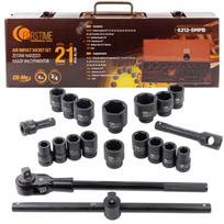 Smūginių veržliarakčių galvučių rinkinys 3/4'' 21el 6 kampų 17-50 mm korpusas FT-6212-5MPB (57692)