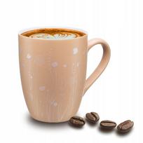 Porcelianinis puodelis smėlio spalvos 340 ml su lauko gėlių įspaudais 1 vnt.