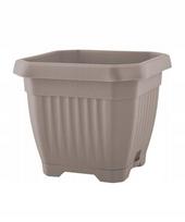 Aštuonkampis Mokka Gėlių Vazonas su Stovu 25x25cm, Plastikas, Lauko ir Vidaus Naudojimui
