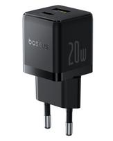 Įkroviklis nešiojamam kompiuteriui Sieninis įkroviklis Palm 20W USB + USB-C QC3.0 PD3.0 su USB-C kabeliu 1m, juodas