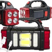 Nešiojamas įkraunamas saulės žibintuvėlis su LED prožektoriumi ir maitinimu