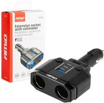 Automobilinis lizdo skirstytuvas 12v 24v su įtampos matuokliu