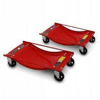 2x Raudoni manevriniai ratų vežimėliai, 900kg keliamoji galia