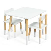 Vaikiškas medinis stalas ir 2 kėdės Costway, baltas