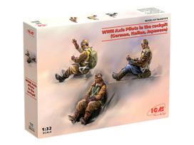 Klijuojamas Modelis ICM 32111 WWII Axis Pilots in the cockpit (German, Italian, Japanese) 1/32