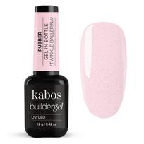 Kabos Builder Rubber Gel Twinkle Ballerina, 12g – konstrukcinis kaučiukinis gelis buteliuke, žėrinti rožinė