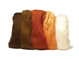 Merinosų vilna 18mic 5x10g 5 spalvų įvairi brown colours