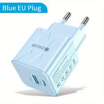 2 jungčių PD 25W USB-C kroviklis, Mėlyna