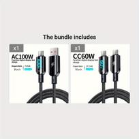 USB-C greito įkrovimo laidas, USB-A-Type-C+Type-C-Type-C