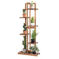Costway gėlių stovas 6 pakopų medinis augalų stovas 50 x 21 x 124 cm ruda