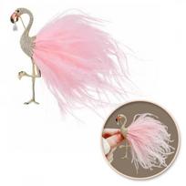 Dekoratyvinė auksinė sagė su cirkoniais, rožinė Flamingo BZ203