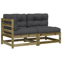 Dvivietė sodo sofa，Lauko sofa su pagalvėlėmis, impregnuota pušies mediena CFE50810