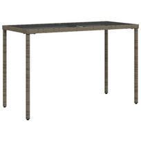 Stalas su stikliniu stalviršiu, pilkas, 115x54x74cm, PE ratanas CFE7325199