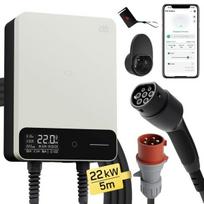 Elektromobilio Įkrovimo Stotelė, Galia 22kW, Valdymas per Išmaniąją Programėlę, 5M su APP Balta, TIPAS2