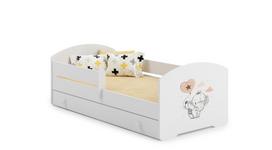 Vaikiška lova LUK 140x70 su stalčiumi ir čiužiniu Baby elephant