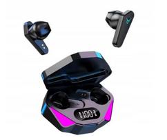 Bluetooth belaidės ausinės su LED apšvietimu + dėklas, black edition