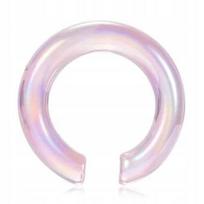Opalizuojantis rožinis stiklinis auskaras-tunelis 8 mm