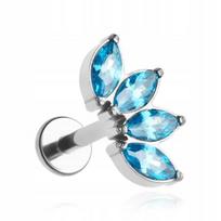 Titano Labret Auskaras Sidabrinis Mėlyna Cirkonio Helix 1,2/8 mm