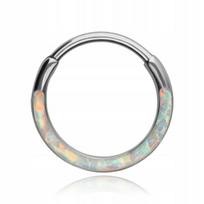Titaninis Clicker Auskaras su Opalo Akute - Sidabrinis 0.8/6mm