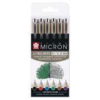 Stylus Fineliners - SAKURA - Pigma Micron - 6 piešimo rinkinys - 0,25 mm dydžio antgalis - Vandeniui atsparūs